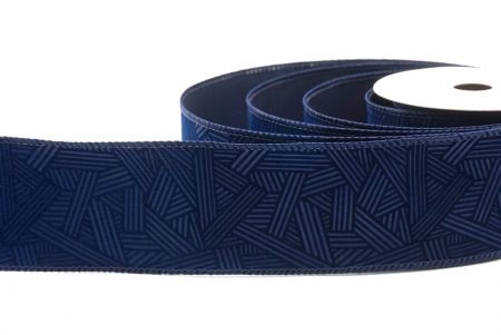 Navy Blue_Hatch Pattern Velvet Wired Ribbon_KF9612GC-4-4