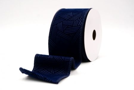 Navy Blue_Hatch Pattern Velvet Wired Ribbon_KF9612GC-4-4