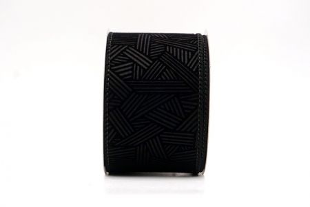 Black_Hatch Pattern Velvet Wired Ribbon_KF9612GC-53-53