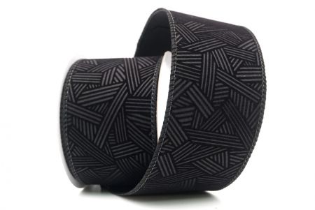 Black_Hatch Pattern Velvet Wired Ribbon_KF9612GC-53-53