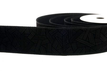 Black_Hatch Pattern Velvet Wired Ribbon_KF9612GC-53-53