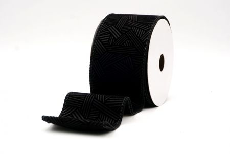 Black_Hatch Pattern Velvet Wired Ribbon_KF9612GC-53-53