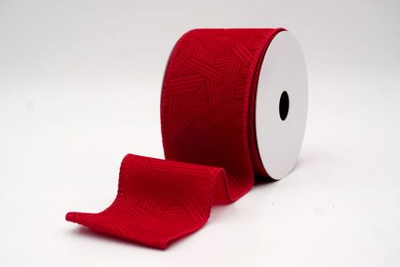 Dark Red_Hatch Pattern Velvet Wired Ribbon_KF9612GC-7A-169