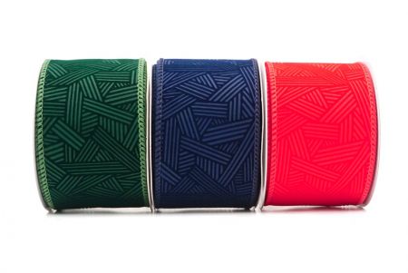 Hatch Pattern Velvet Wired Ribbon - Hatch Pattern Velvet Wired Ribbon
