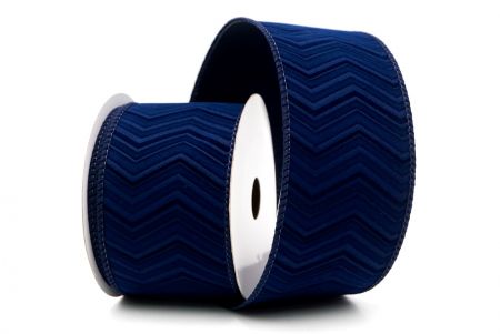 Navy Blue_Chevron Velvet Wired Ribbon_KF9613GC-4-4