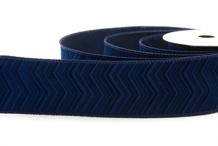 Navy Blue_Chevron Velvet Wired Ribbon_KF9613GC-4-4