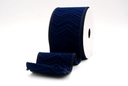 Navy Blue_Chevron Velvet Wired Ribbon_KF9613GC-4-4
