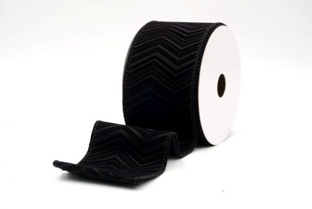 Black_Chevron Velvet Wired Ribbon_KF9613GC-53-53