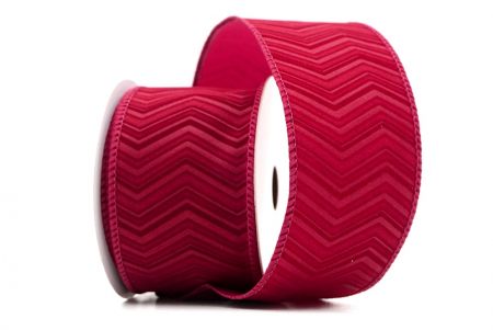 Burgundy_Chevron Velvet Wired Ribbon_KF9613GC-8-8