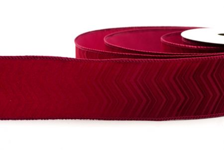 Burgundy_Chevron Velvet Wired Ribbon_KF9613GC-8-8