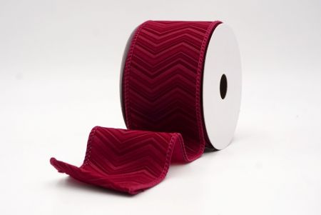 Burgundy_Chevron Velvet Wired Ribbon_KF9613GC-8-8