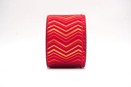 Red Metallic Chevron Pattern Velvet Wired Ribbon_KF9614GC-7-7