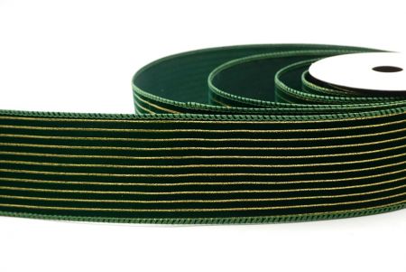 Ruban en velours vert avec fine bande dorée_KF9615GC-3-127