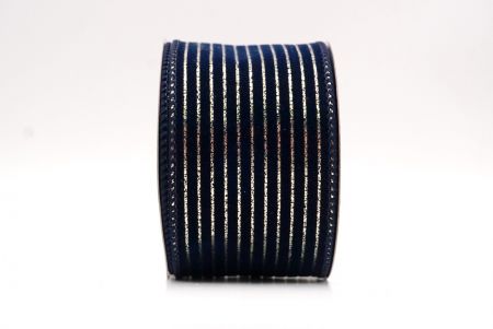 Ruban en velours bleu marine avec fine bande dorée_KF9615GC-4-4
