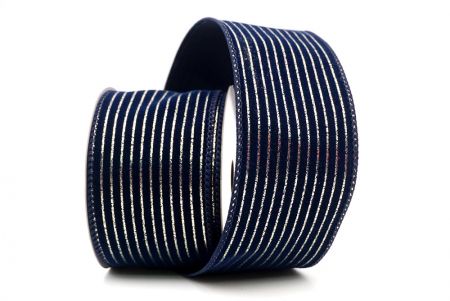 Ruban en velours bleu marine avec fine bande dorée_KF9615GC-4-4