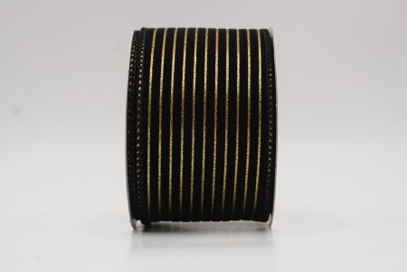 Ruban en velours noir avec fine bande dorée_KF9615GC-53-53