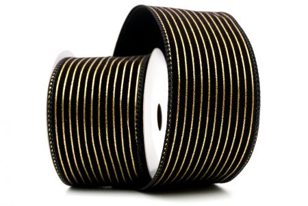 Ruban en velours noir avec fine bande dorée_KF9615GC-53-53