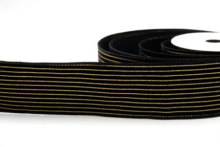 Ruban en velours noir avec fine bande dorée_KF9615GC-53-53