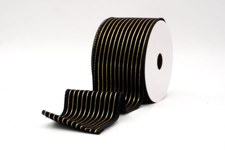 Ruban en velours noir avec fine bande dorée_KF9615GC-53-53