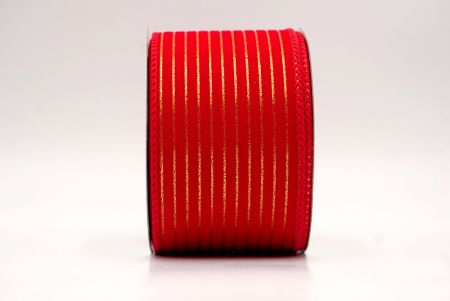 Ruban en velours rouge avec fine bande dorée_KF9615GC-7-7
