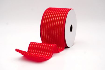 Ruban en velours rouge avec fine bande dorée_KF9615GC-7-7