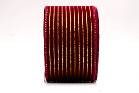 Ruban en velours bordeaux avec fine bande dorée_KF9615GC-8-8