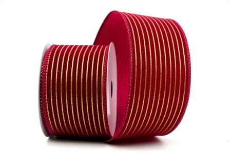 Ruban en velours bordeaux avec fine bande dorée_KF9615GC-8-8