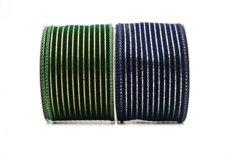 Ruban en fil de fer avec fine rayure dorée en velours_KF9615