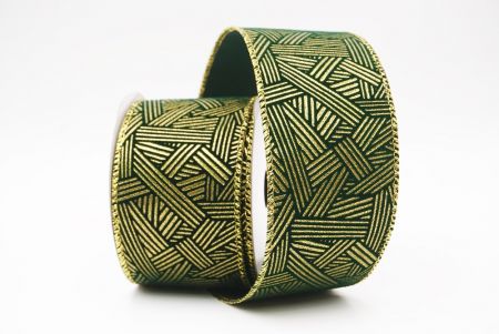 हरा धात्विक ज्यामितीय अमूर्त रेखाएँ वायर्ड रिबन_KF9618G-3