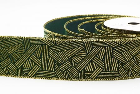 हरा धात्विक ज्यामितीय अमूर्त रेखाएँ वायर्ड रिबन_KF9618G-3