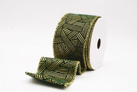 हरा धात्विक ज्यामितीय अमूर्त रेखाएँ वायर्ड रिबन_KF9618G-3