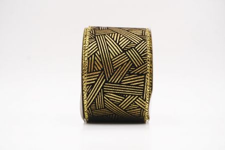 काला धात्विक ज्यामितीय अमूर्त रेखाएँ वायर्ड रिबन_KF9618G-53