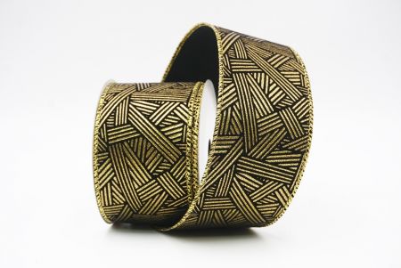 काला धात्विक ज्यामितीय अमूर्त रेखाएँ वायर्ड रिबन_KF9618G-53