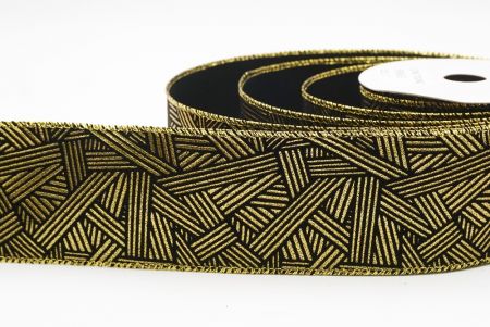 काला धात्विक ज्यामितीय अमूर्त रेखाएँ वायर्ड रिबन_KF9618G-53