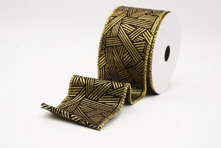 काला धात्विक ज्यामितीय अमूर्त रेखाएँ वायर्ड रिबन_KF9618G-53