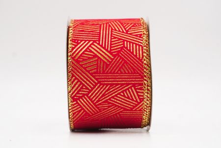 लाल धात्विक ज्यामितीय अमूर्त रेखाएँ वायर्ड रिबन_KF9618G-7