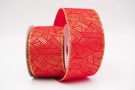 लाल धात्विक ज्यामितीय अमूर्त रेखाएँ वायर्ड रिबन_KF9618G-7