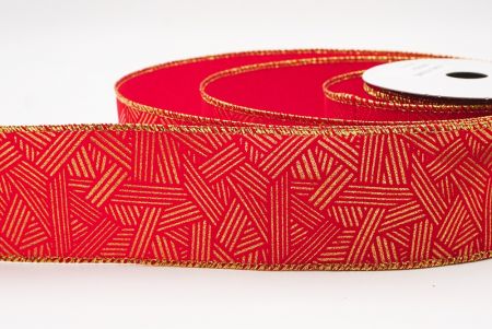 लाल धात्विक ज्यामितीय अमूर्त रेखाएँ वायर्ड रिबन_KF9618G-7