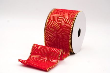 लाल धात्विक ज्यामितीय अमूर्त रेखाएँ वायर्ड रिबन_KF9618G-7