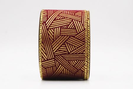 बर्गंडी धात्विक ज्यामितीय अमूर्त रेखाएँ वायर्ड रिबन_KF9618G-8