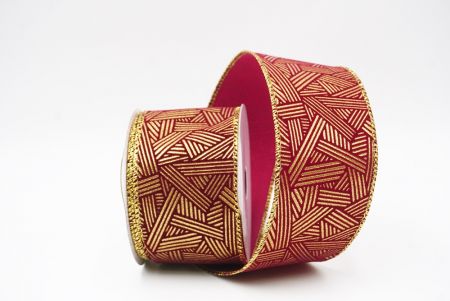 बर्गंडी धात्विक ज्यामितीय अमूर्त रेखाएँ वायर्ड रिबन_KF9618G-8