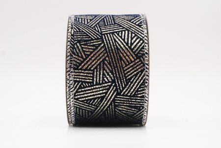 नैवी ब्लू धात्विक ज्यामितीय अमूर्त रेखाएँ वायर्ड रिबन_KF9619G-4