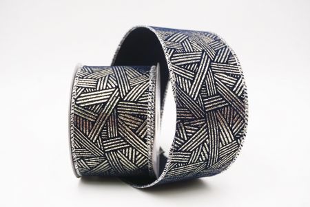 नैवी ब्लू धात्विक ज्यामितीय अमूर्त रेखाएँ वायर्ड रिबन_KF9619G-4