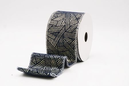 नैवी ब्लू धात्विक ज्यामितीय अमूर्त रेखाएँ वायर्ड रिबन_KF9619G-4