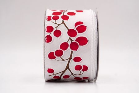 Biała_wstążka z festiwalowymi jagodami zimowymi_KF9623GC-1-1