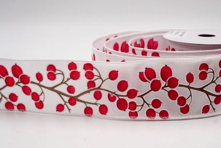 Biała_wstążka z festiwalowymi jagodami zimowymi_KF9623GC-1-1