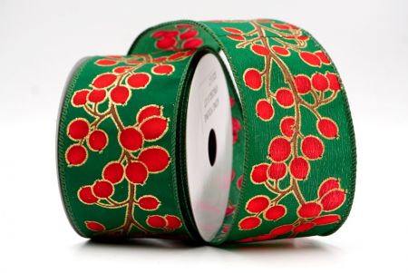 Zielona_wstążka z festiwalowymi jagodami zimowymi_KF9623GC-3-127