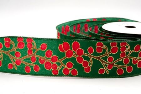 Zielona_wstążka z festiwalowymi jagodami zimowymi_KF9623GC-3-127