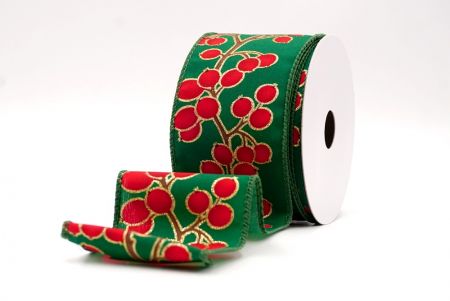 Zielona_wstążka z festiwalowymi jagodami zimowymi_KF9623GC-3-127