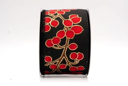 Czarna_wstążka z festiwalowymi jagodami zimowymi_KF9623GC-53-53